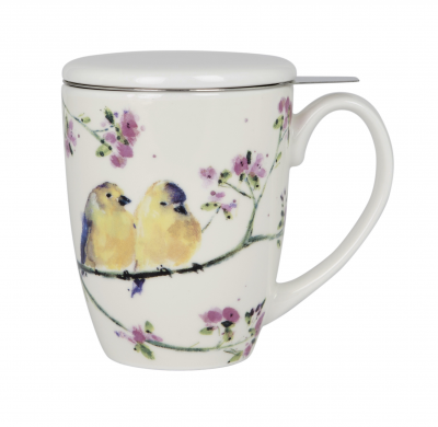 Mug porcelana al hueso con infusor Blossom Bird